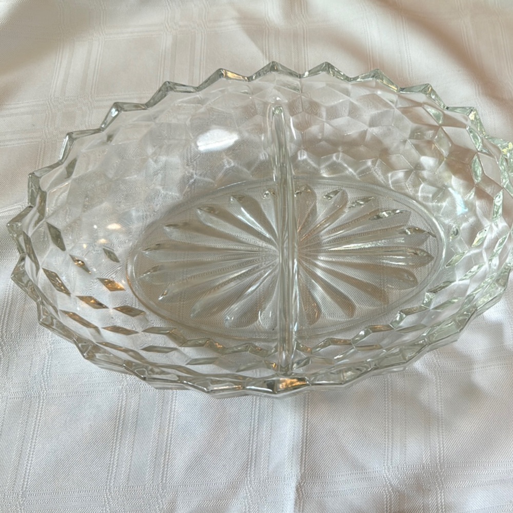 Elegant Clear Glass Divided Serving Dish
